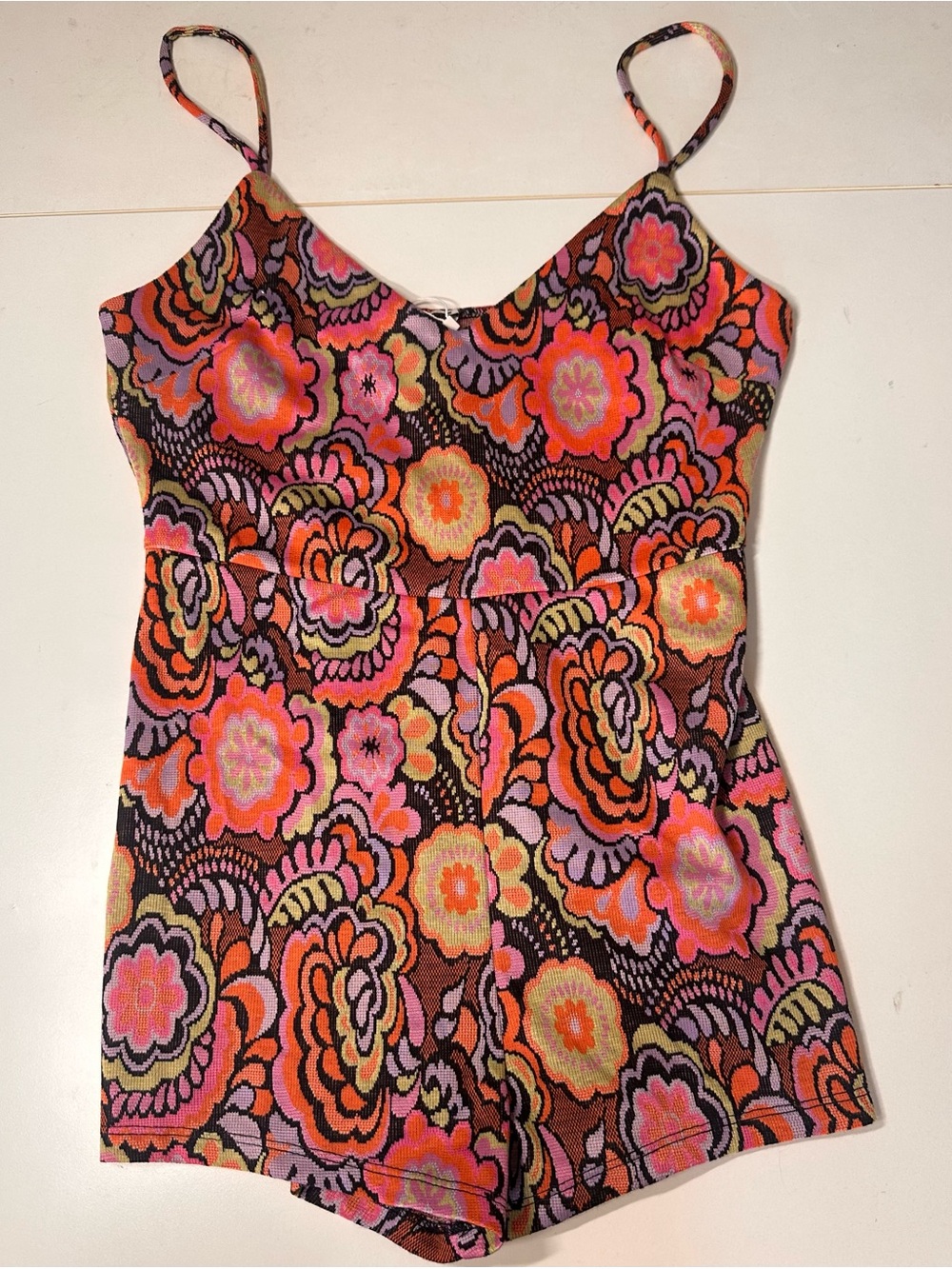 Zara Floral Knit Top in Orange, Pink, Purple and Brown